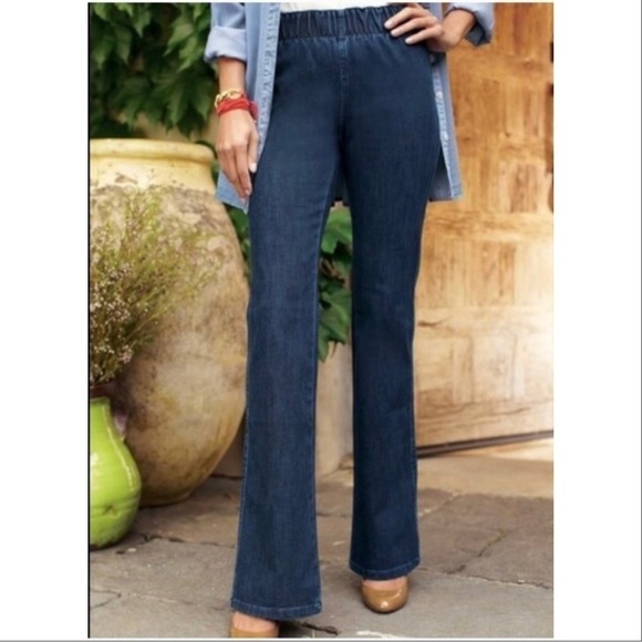 Soft Surroundings Denim Boot Cut Pull On jeans - Picture 1 of 10